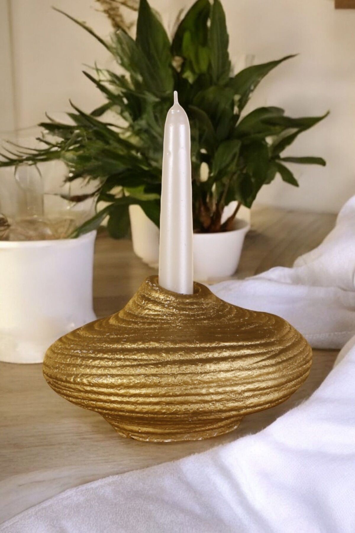 Şamdan Mumluk Dekoratif Mumluk Tealight Mumluk Altın Renk Model 42 image