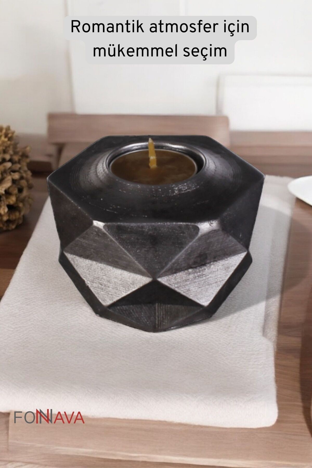 Şamdan Mumluk Dekoratif Mumluk Tealight Mumluk Gümüş Eskitme Renk Model 45