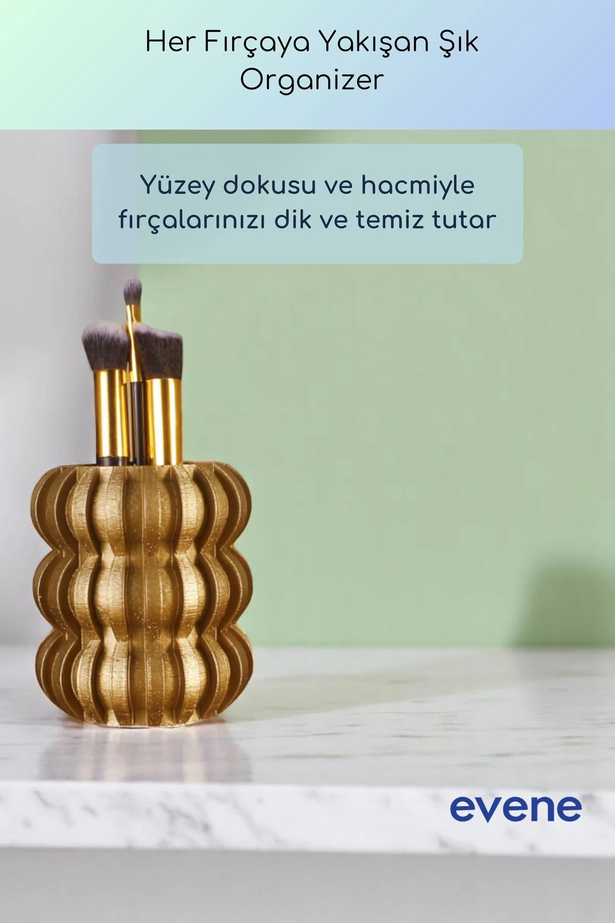 Makyaj Organizeri Makyaj Fırçalığı Makyaj Organizer Düzenleyici Altın Renk Model 75