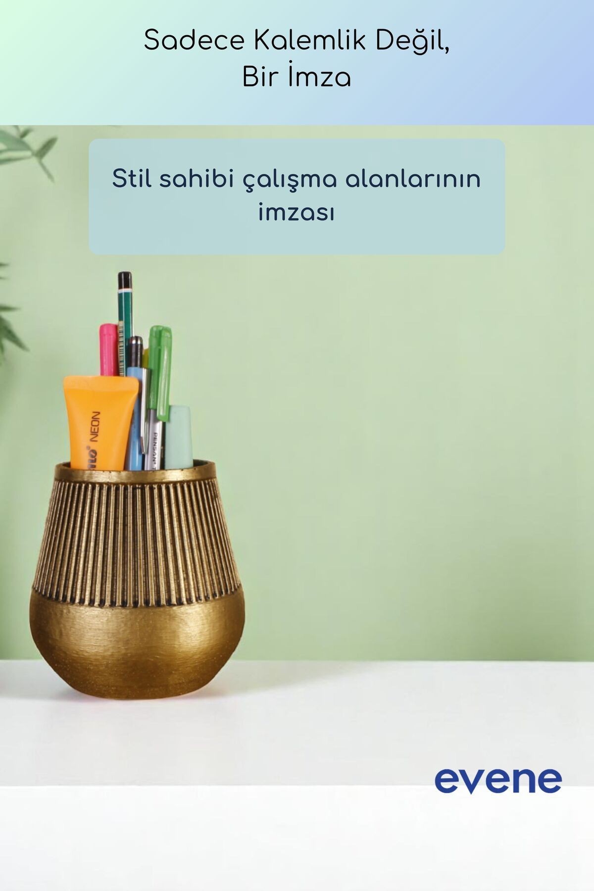 Kalemlik Masa Kalemliği Organizer Kalemlik Altın Eskitme Renk Model 88