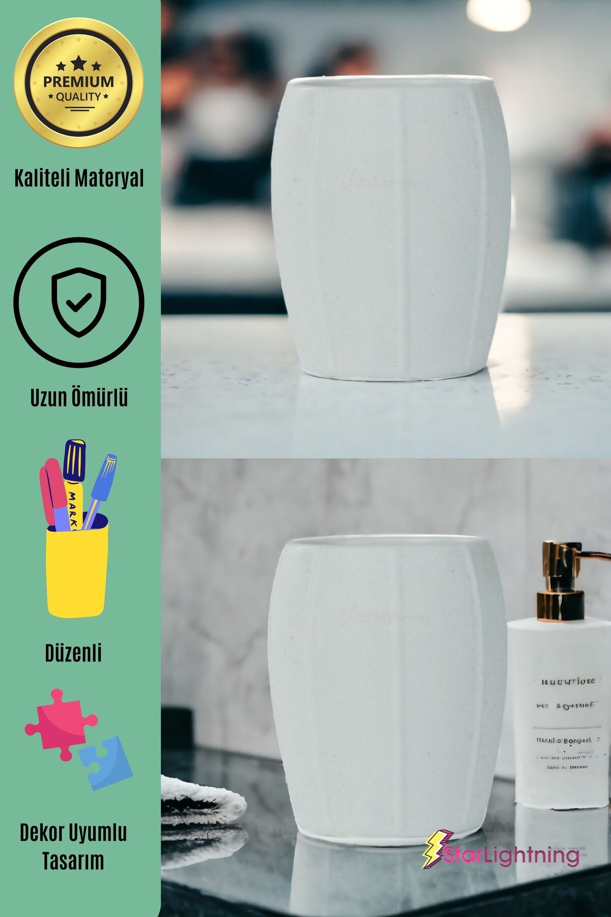 Kalemlik Beyaz Renk Masa Kalemliği Organizer Kalemlik Model 13