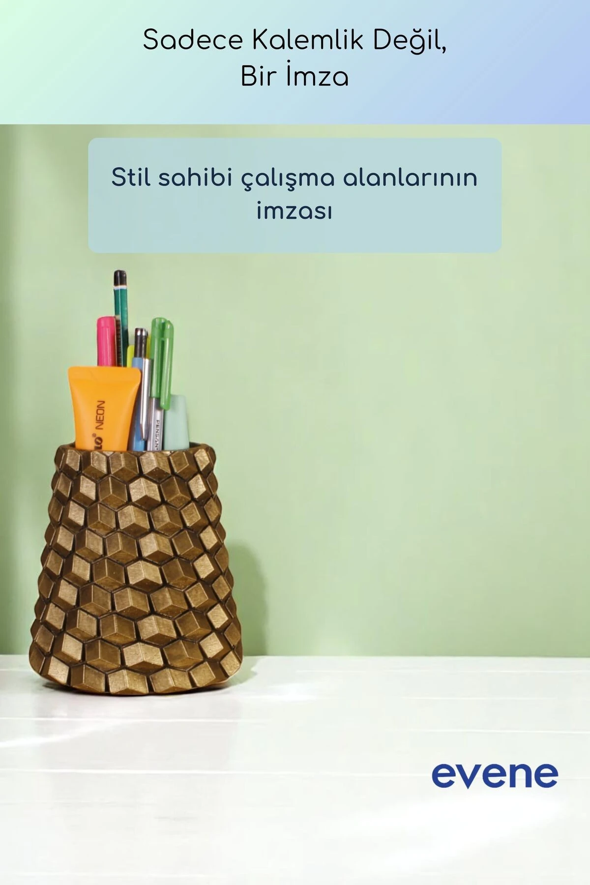 Kalemlik Masa Kalemliği Organizer Kalemlik Altın Eskitme Renk Model 84