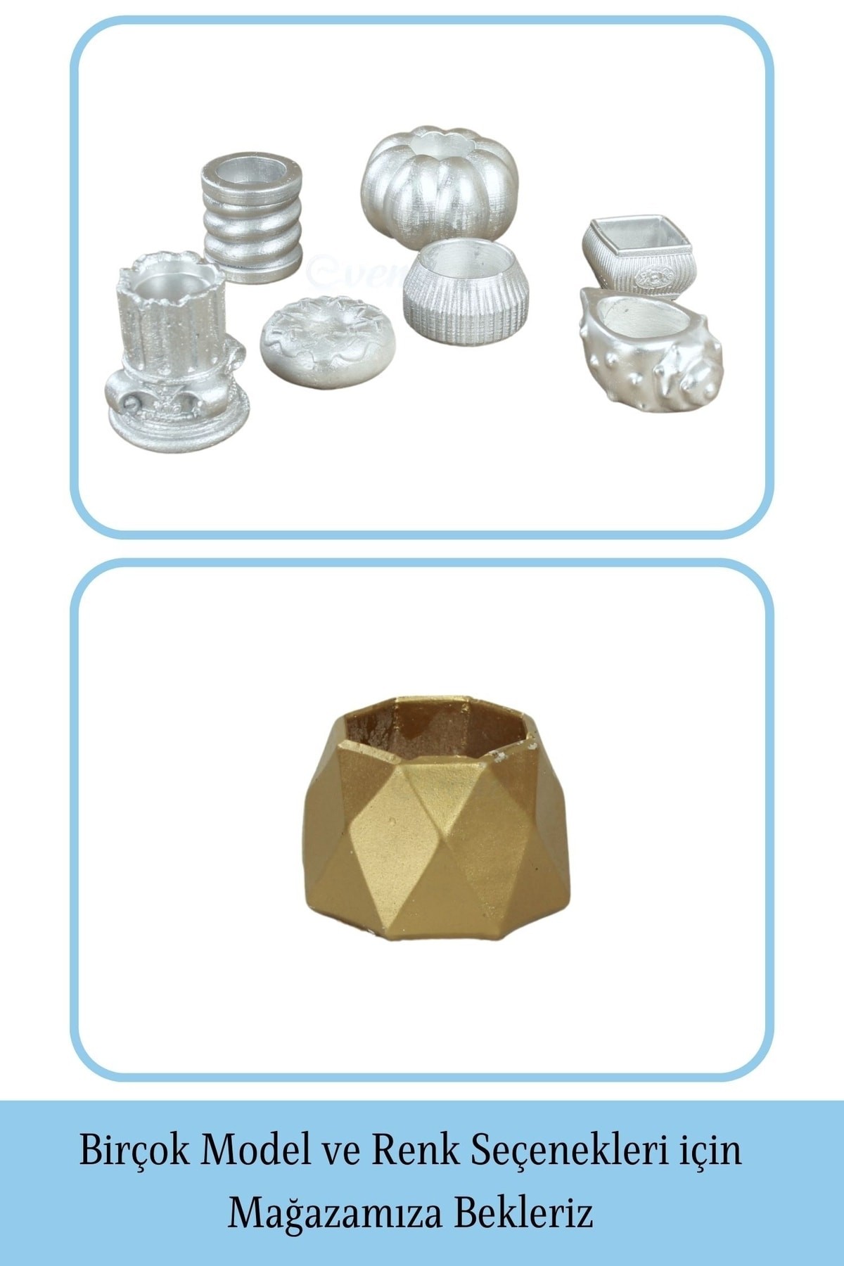 Gümüş Mumluk Şamdan 3 Adet Tealight Uyumlu Poly 1 Küçük Model