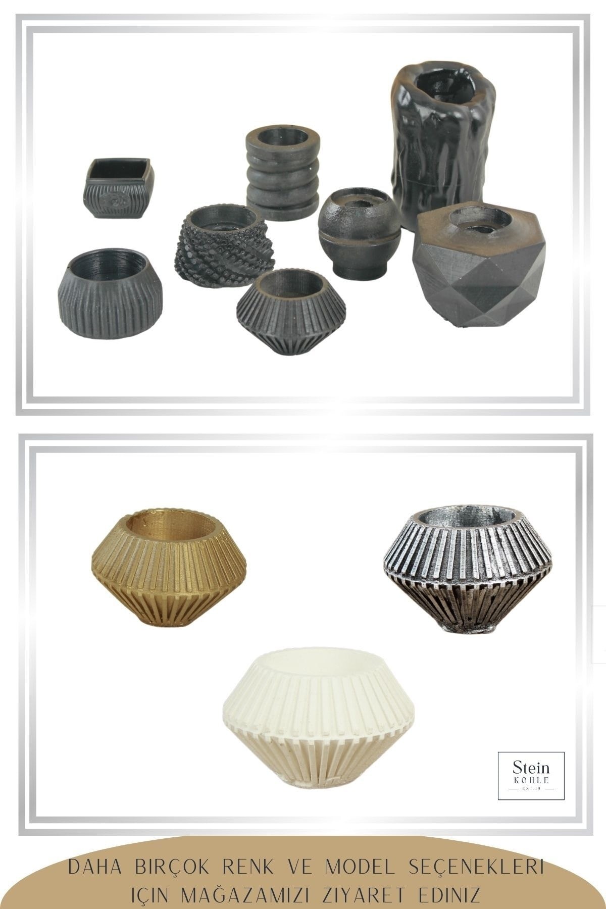 Şamdan Dekoratif Mumluk Siyah Şamdan Tealight Mum Uyumlu Elmas Model