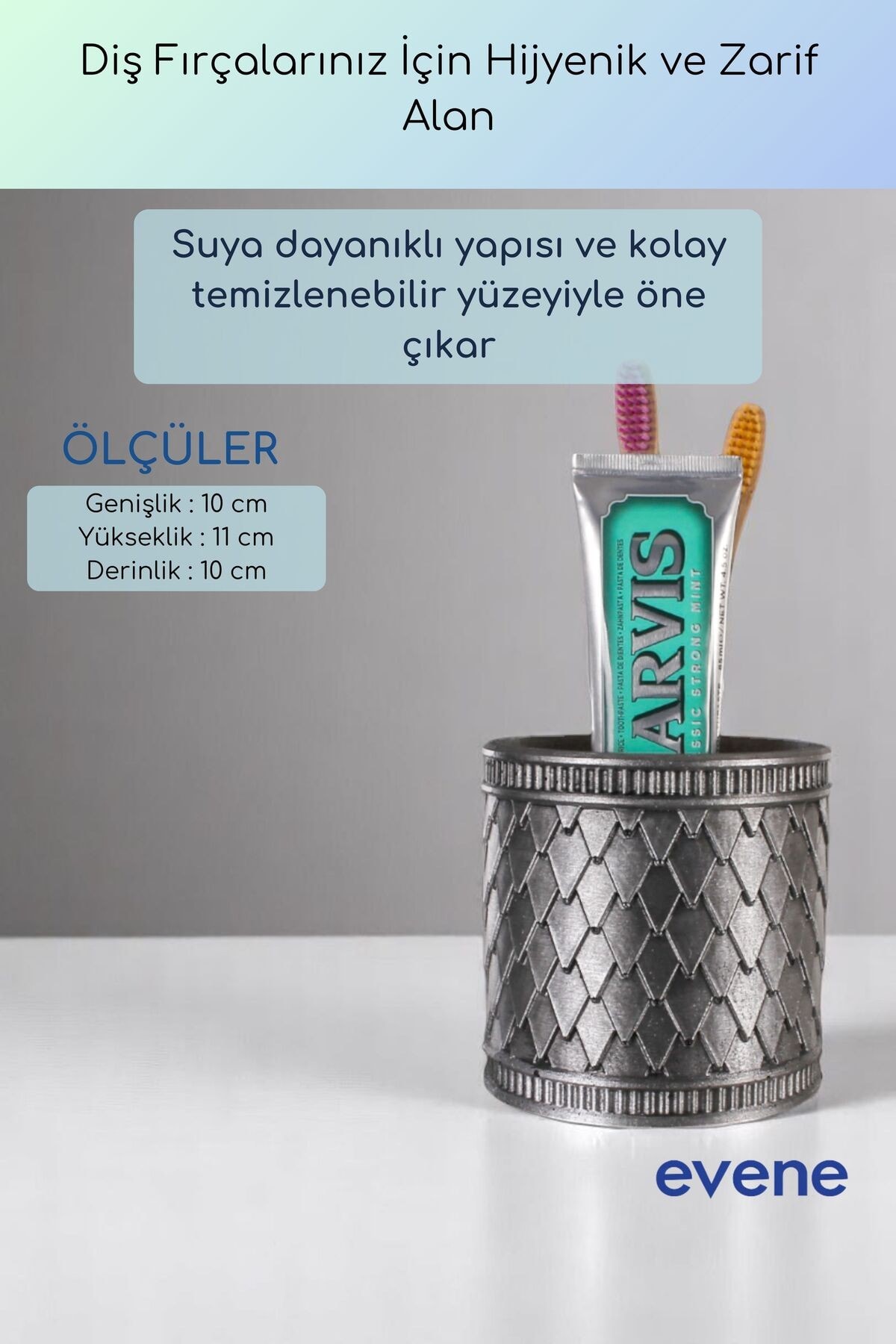 Diş Fırçalığı Diş Fırçalık Diş Fırçası Standı Diş Fırçası Tutucu Gümüş Eskitme Renk Model 87