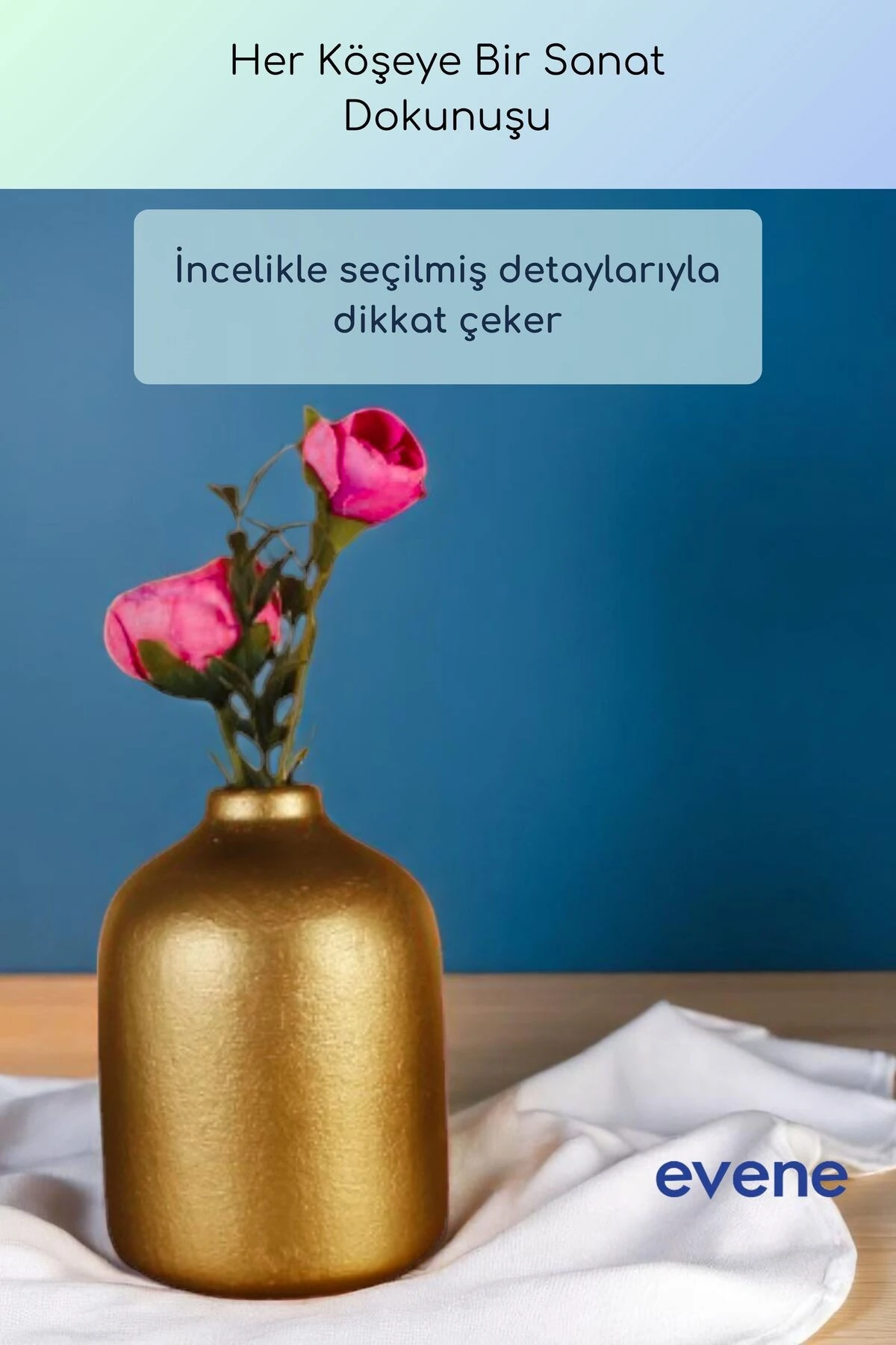 Vazo Küçük Vazo Masa Üstü Vazo Ev Dekorasyon Vazo Altın Renk Model 68