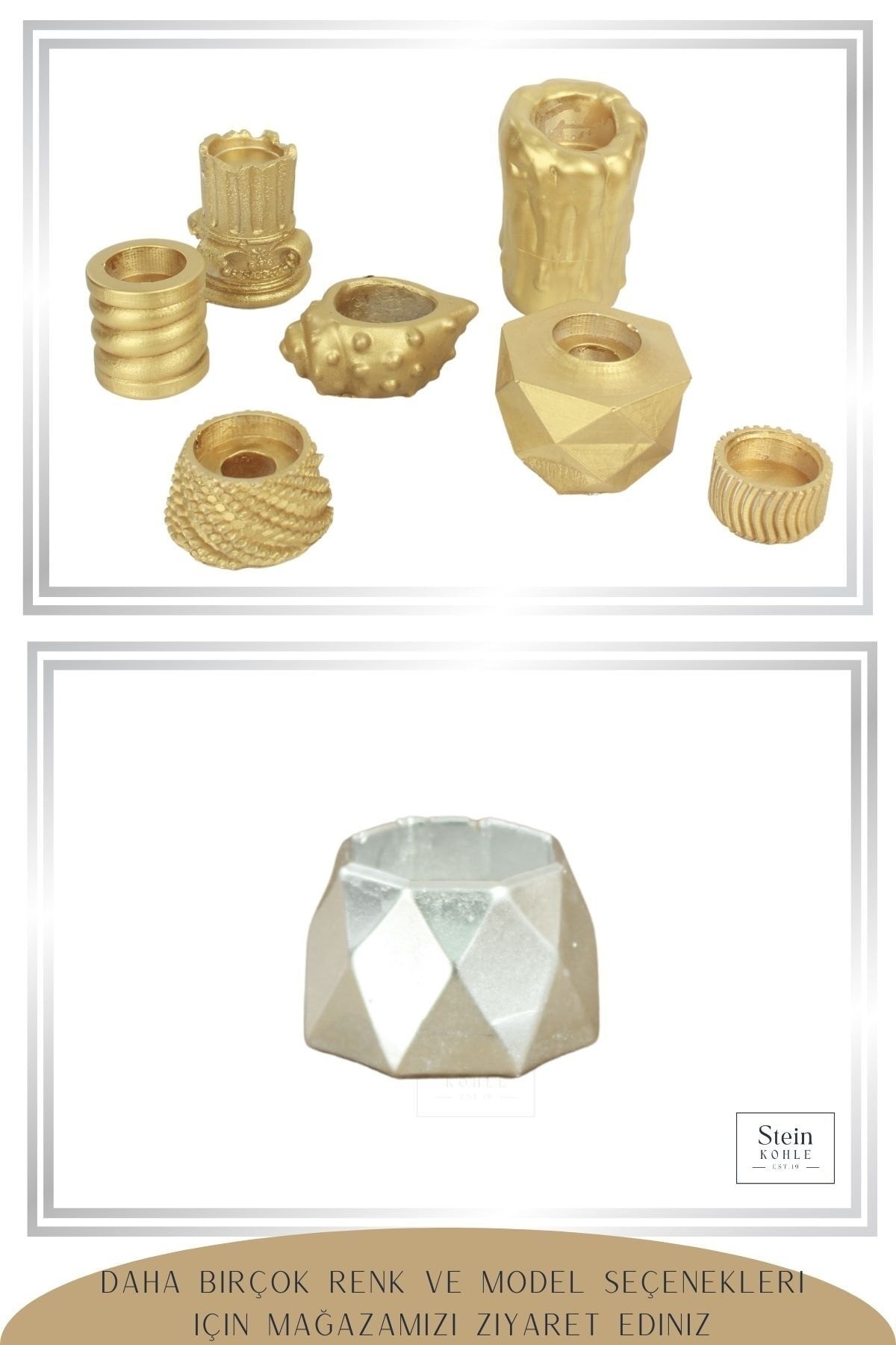 Şamdan Dekoratif Mumluk Altın Şamdan Set 3 lü (Üçlü) Tealight Uyumlu Poly 1 Model