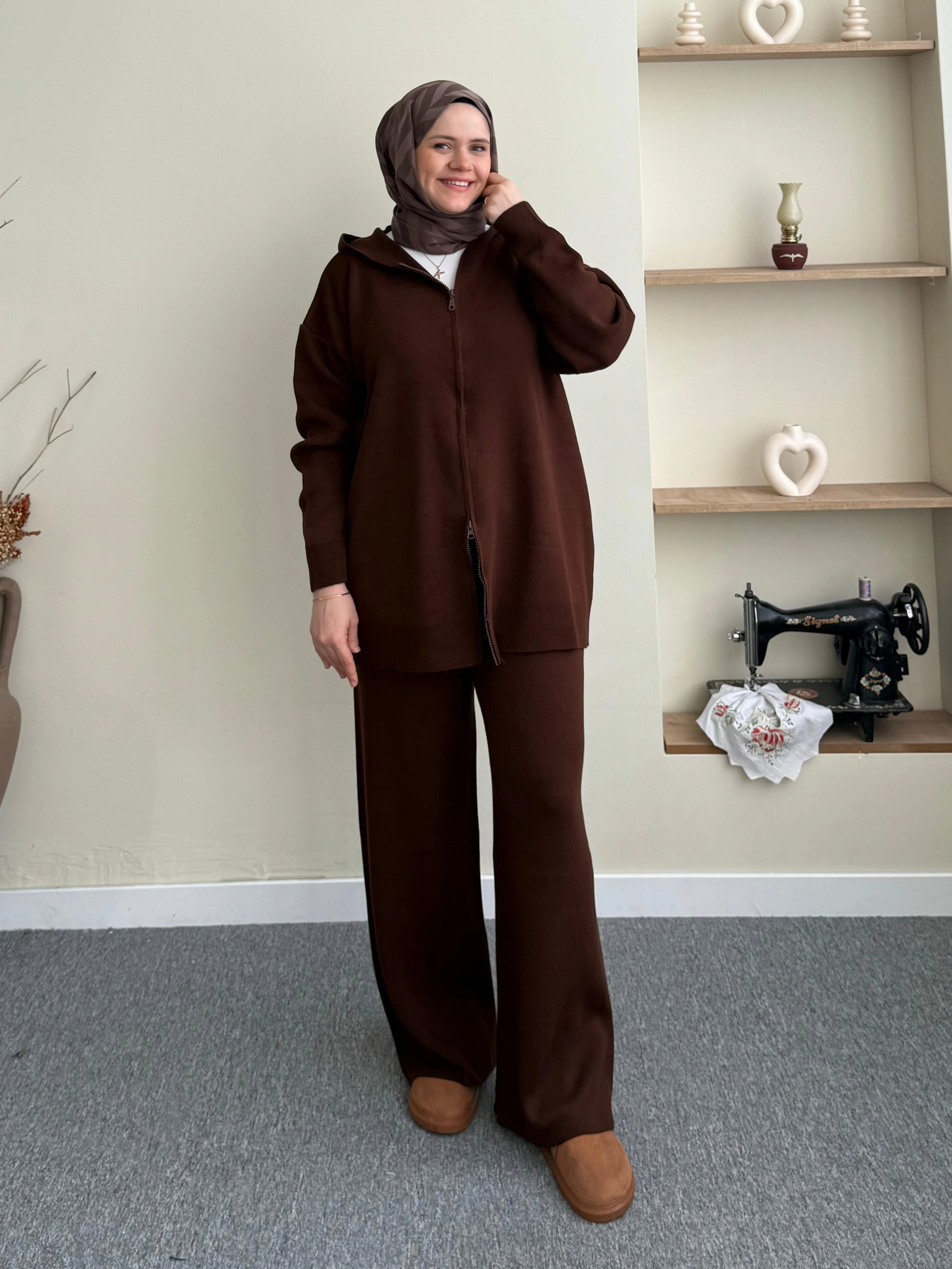 Sahra Triko Takım - Kahverengi