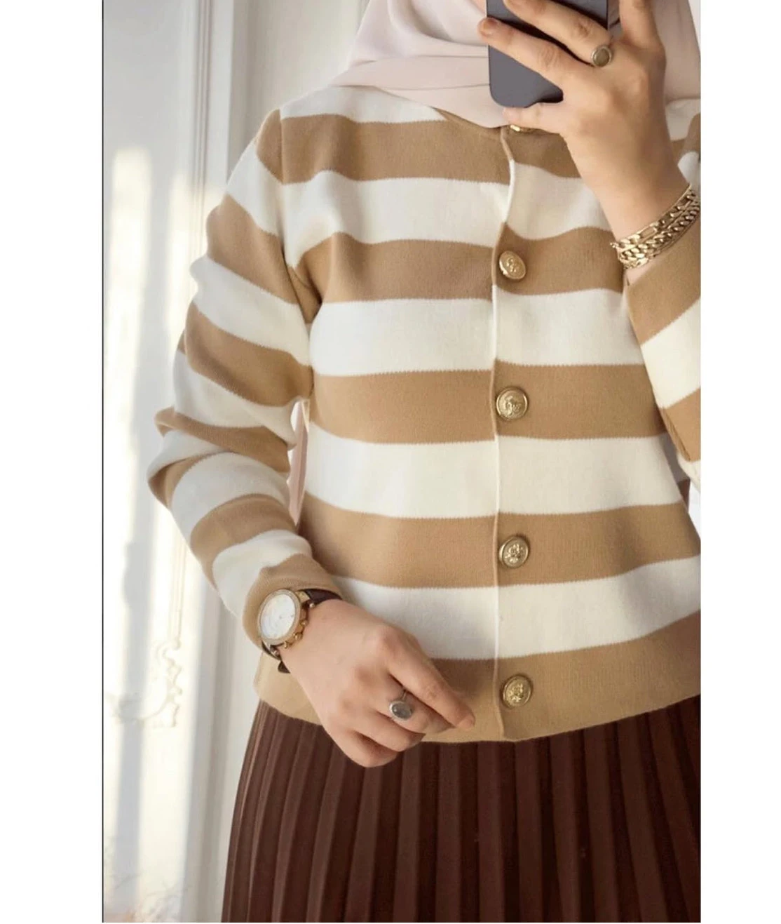 Çizgili Triko Hırka