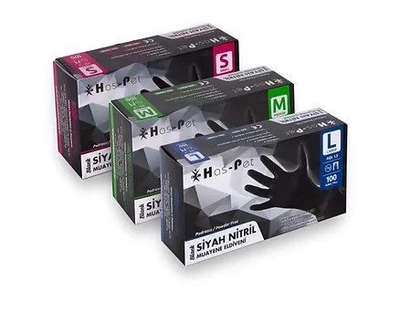 Haspet Nitril Siyah Eldiven 20pkt ( S ) 100lü