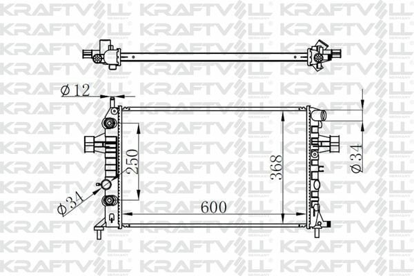 KRAFTVOLL 08040015 | Motor Radyatörü (600×368×16) Astra G 98-> Otomatik > Brazing