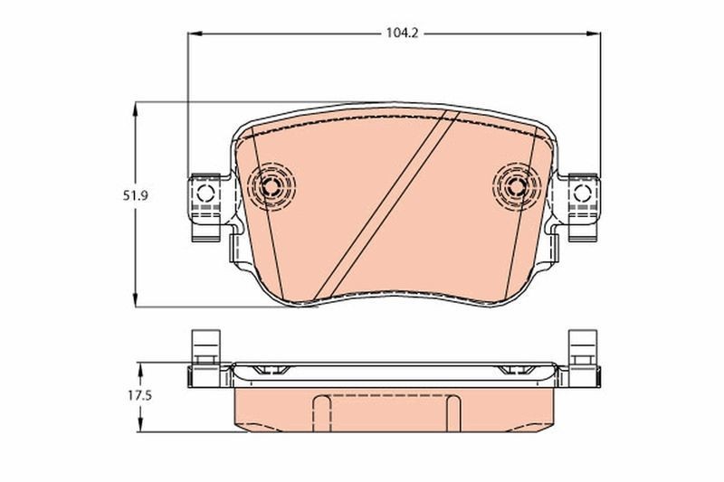 TRW GDB2042 | Arka Fren Balatası-(VW Caddy 16-Golf 16 Passat 15-Polo 18-Seat Leon 13-16 Skoda Octavia 13-17)
