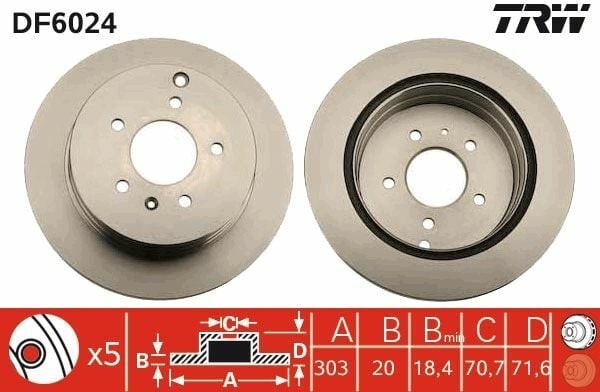 TRW DF6024 | Arka Fren Aynası Havalı 303mm Captiva Antara 06