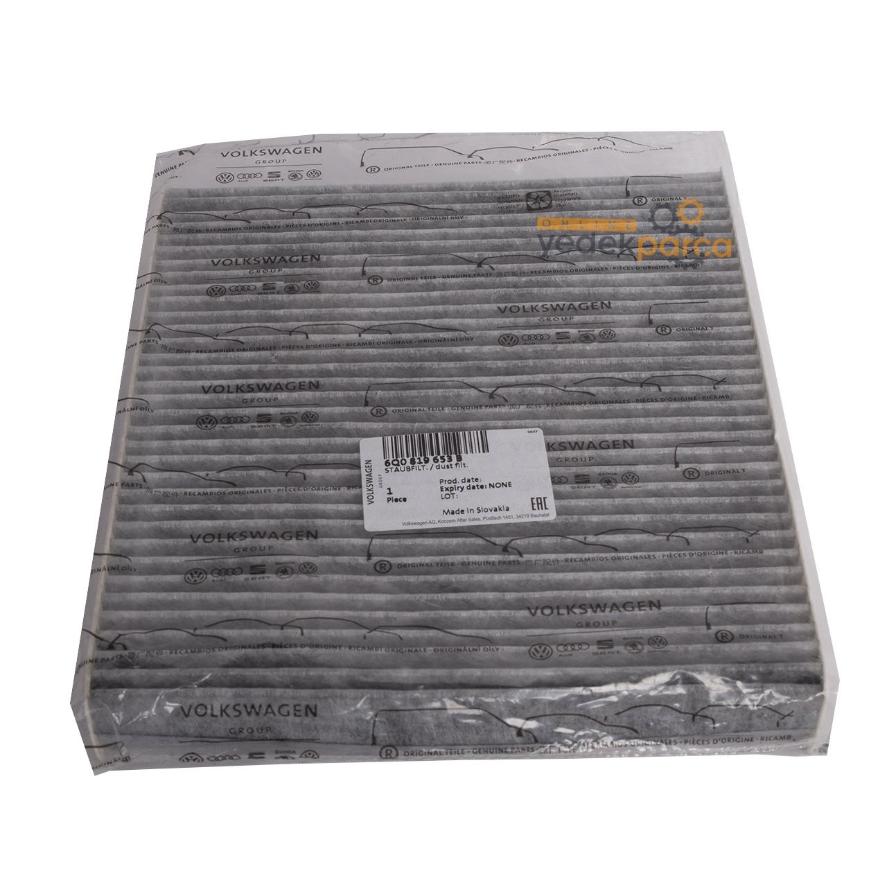 VAG / ORJINAL 6Q0819653B | Skoda Fabia 2000-2015 Model Arası Aktif Karbonlu Polen Filtresi
