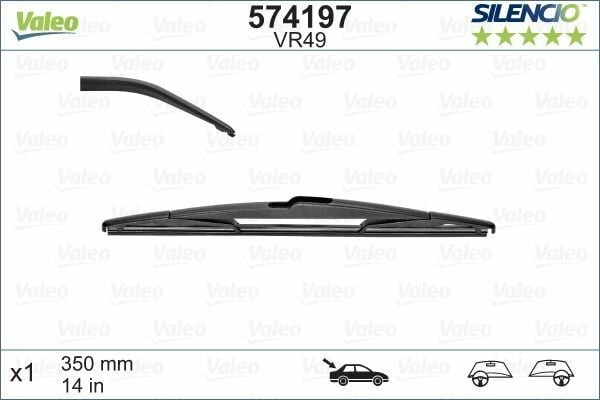 VALEO 574197 | Silecek Süpürgesi Arka Vm49 350mm (Renault Kangoo II Megane III Ford Focus II Citroen C4)