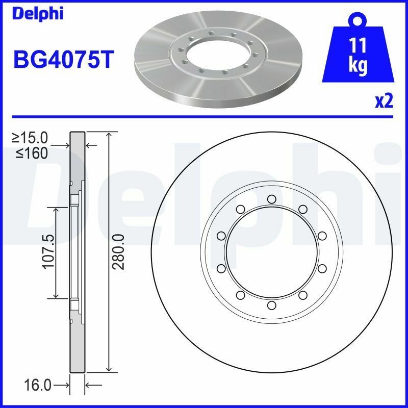 DELPHI BG4075T | Arka Fren Disk Aynası Transit V347 2,2 TDCI 2,4Tdcı 3,2 TDCI 06-14 A,Ceker + ABS Li | 1 Adet