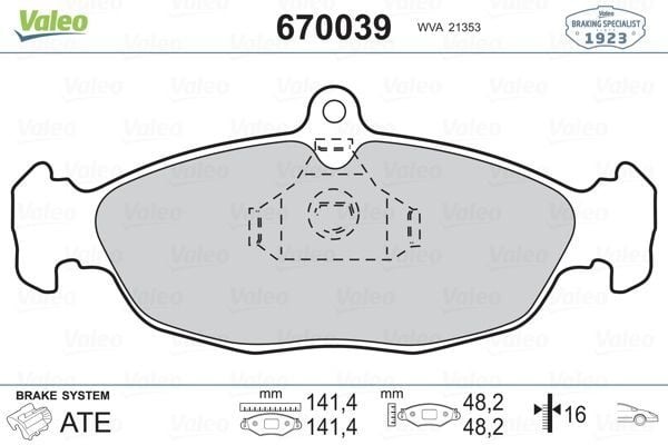 VALEO 670039 | Fren Balata Ön 91-Astra.F-Corsa.B