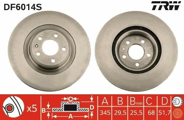 TRW DF6014S | Disk On (Ad) 08 > Aı.A4-A5-Q5 (Kutu Fıyat Tek) | 2 Adet