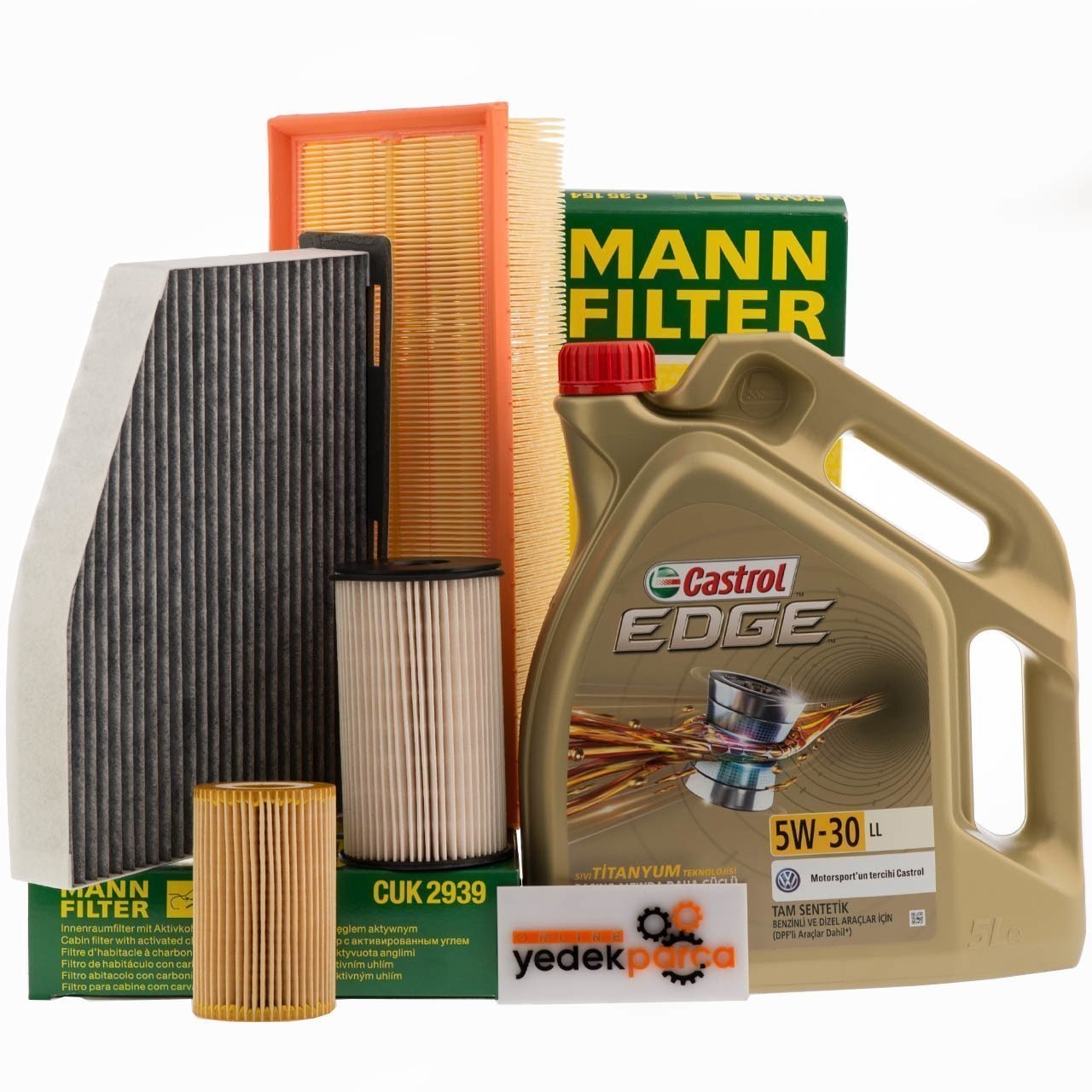 Volkswagen Caddy 1,6 TDI / 2,0 TDI 2010-2014 Mann Filtre Periyodik Bakım Castrol 5W30 LL 5 LT Seti Motor Yağlı