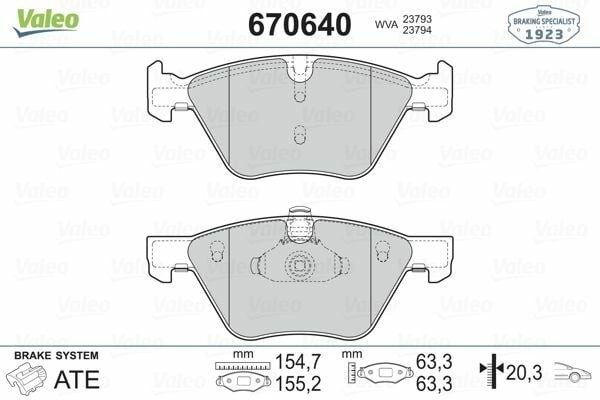 VALEO 670640 | Fren Balata Ön 03-5S-E60-E61