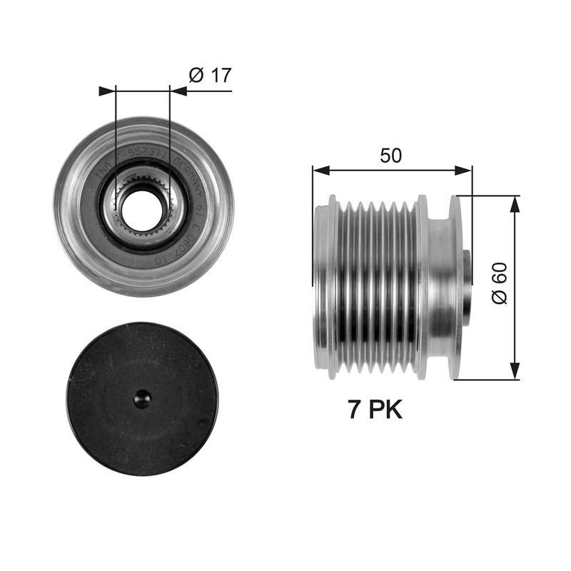 GATES OAP7058 | Alternatör Kasnağı 03-C-Seri (W203-W204) E-Seri (W212-S212)