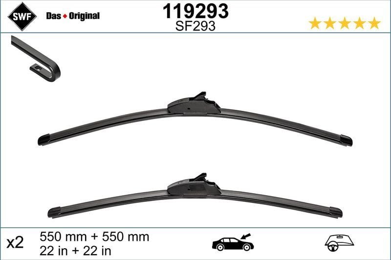 VALEO 119293 | Silecek Süpürgesi Muz Tip (X2) 550 / 550 Spoılerlı Land Rover Discovery III IV Range Rover Sport Kangoo 08