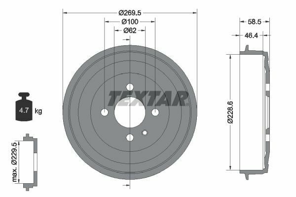 TEXTAR 94009300 | Fren Kampanası E-30 Arka