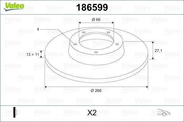 VALEO 186599 | Disk On Prtnr-C2-C3 1.4 | 1 Adet