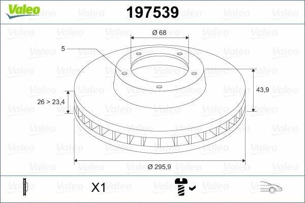 VALEO 197539 | Ön Fren Aynası Scenic Laguna Latitude Megane III 1.2 / 1.4 16V / 1,5 DCI / 1.6 / 2.0 16V / 2.0 DCI 296mm 5 Bijon