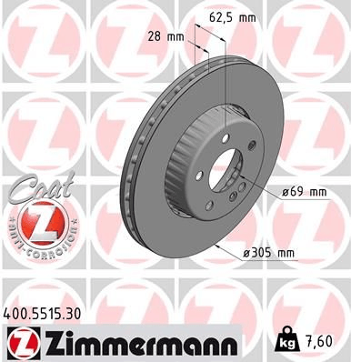 ZIMMERMANN 400.5515.30 | M.Benz W205-W213 Ön Disk Adet A0004212512 | 1 Adet