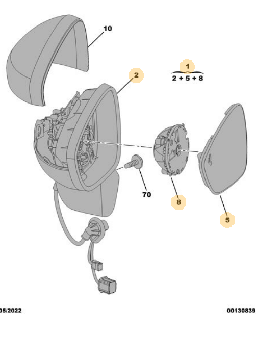 PSA 98110259IO | Opel Crossland Sağ Ayna Kapaksız Komple Orijinal