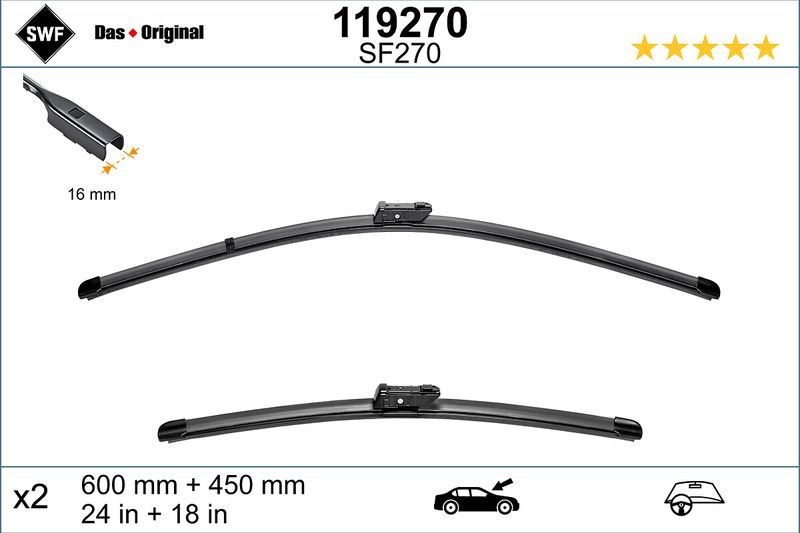 VALEO 119270 | Silgi Süpürgesi Tk 60 + 45Cm 18-Caddy-Octavia (Fb)