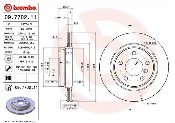 BREMBO 09.7702.11 | Fren Diski Arka Kaplamalı Havalı BMW E46 2001-2005 | 2 Adet