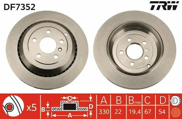 TRW DF7352 | Fren Diski Arka Gl-Class X164 4-Matic 06-12 R-Class W251 R 500 4-Matic 07-14