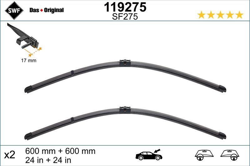 VALEO 119275 | Silgi Süpürgesi Tk 60 + 60Cm 07-C-Seri (W204-S204)