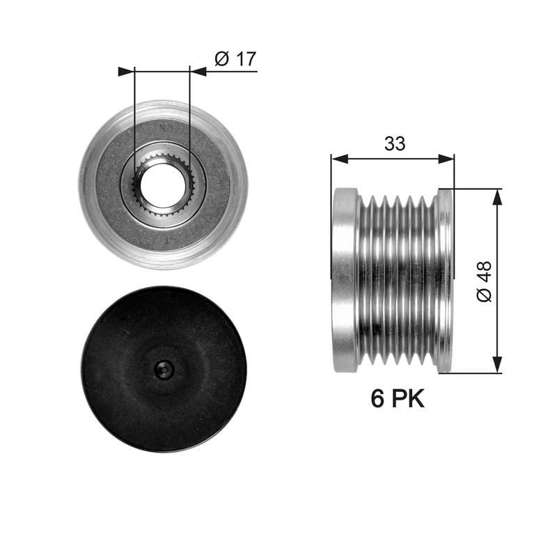 GATES OAP7054 | Alternatör Kasnağı 04-1-Seri (E81-E87) 3-Seri (E46-E90-E91) 5-Seri (E60) X1 (E84)