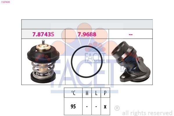 FACET 7.8743K | Termostat-VW 1.8-2.0 Tfsi Golf V Passat A3 A4 A5