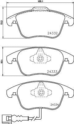 HELLA PAGİD 8DB355014-031 | Fren Balatası Audi, Seat, VW Alhambra (710, 711) , Passat (A32, A33) , Passat (B7) , Passat (B8) , Q3 (8