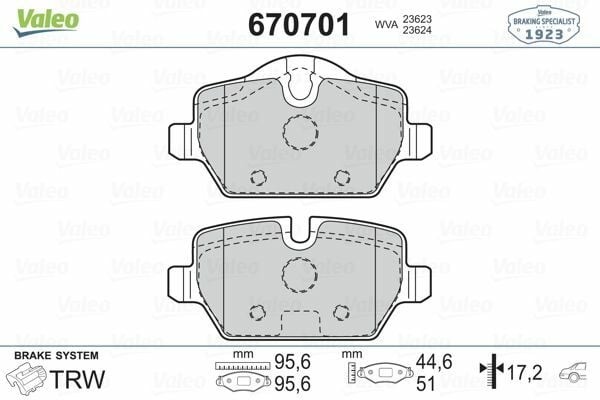 VALEO 670701 | Fren Balata Arka 06-3S-E90 1S-E81-E87