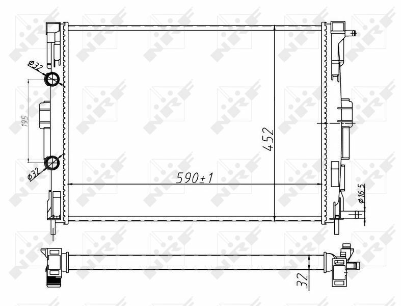 NRF 58329A | Motor Radyatörü Megane II Scenic 1,5 DCI 1.4 / 1.6 / 2.0 16V (590×455×26) / (1 Sıra Alb Sıstem)