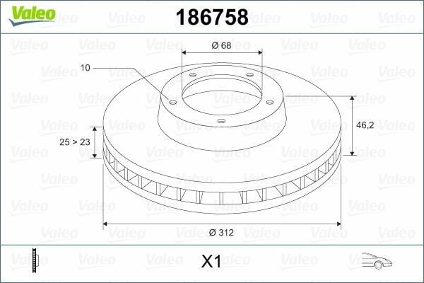 VALEO 186758 | Fren Diski Ön Passat B5 00-/ A4 A6 / Exeo 09-/ Superb I 01-Adet Kutu & Fiyat Tek Havalı 312mm | 2 Adet