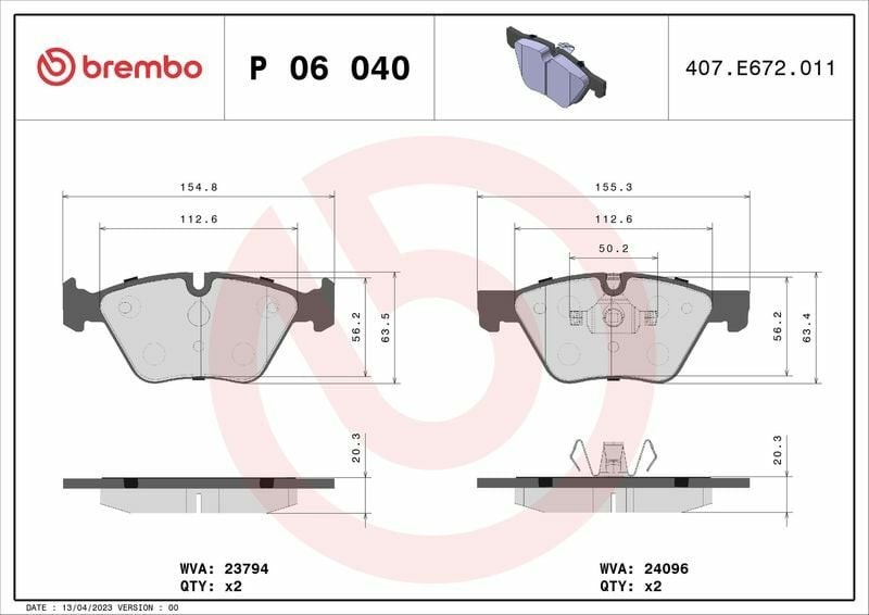 BREMBO P06040X | Fren Balatası Ön (BMW E-90 / 91 / 92 / 93 / 320I) Xtra Line