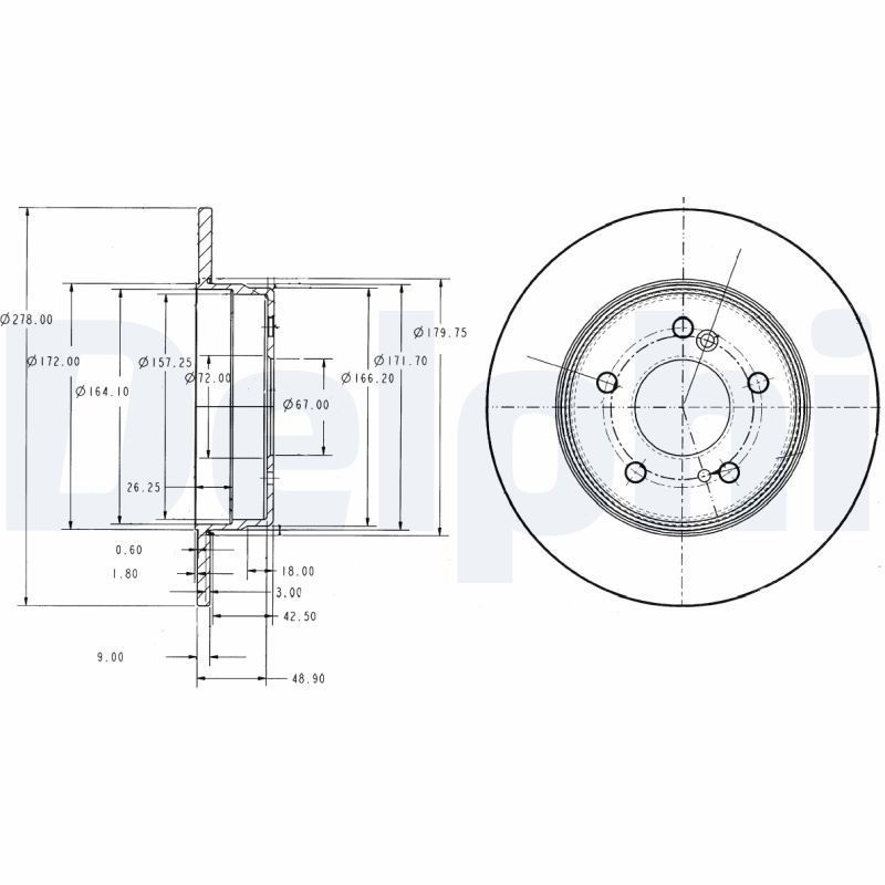 DELPHI BG3326 | Disk Arka 96-07 C-Seri (W202-W203) E-Seri (W124-W210) *U.K** Y.No:Bg3326c | 1 Adet