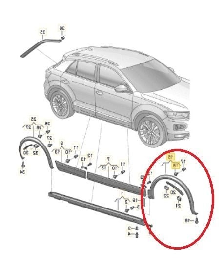 VAG / ORJINAL 2GA853718C9B9 | Volkswagen T-Roc Sağ Ön Çamurluk Kaplaması (Dodik) Orijinal