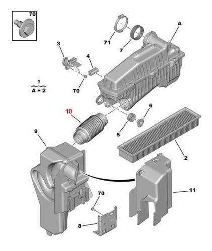 PSA 1680408480 | Citroen C4 2005-2010 1.6 Benzinli 16 Valf Hava Filitre Ara Boru Orijinal