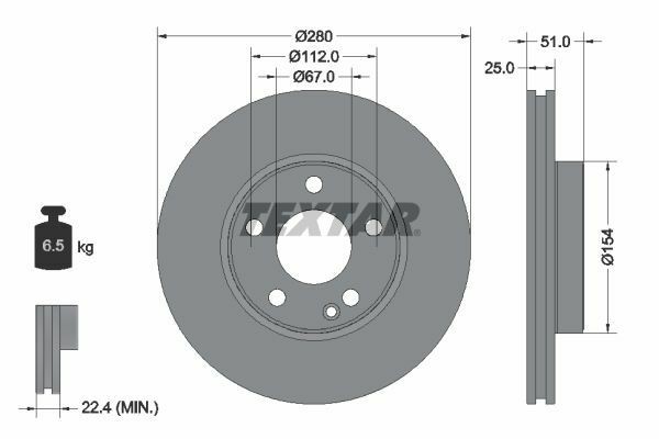 TEXTAR 92257005 | Fren Diski 176 / 246 Ön | 2 Adet