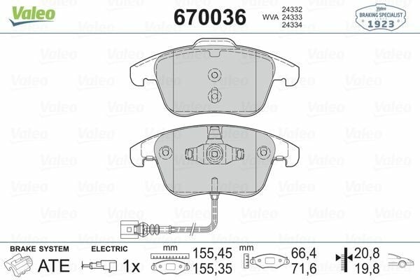 VALEO 670036 | Fren Balata Ön 08-Tiguan 1.4-2.0