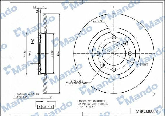 MANDO MBC030008 | Disk On (Ad) 02-C2-C3 1.4İ-HDI | 2 Adet