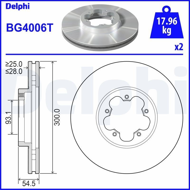 DELPHI BG4006T | Ön Fren Disk Ayna Transit V347 2,2 TDCI / 2,4Tdcı / 3,2 TDCI 06 /-A,Ceker Ölçü: (300 * 28) | 1 Adet