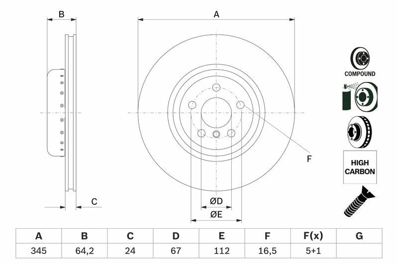 BOSCH 0986479F61 | Disk Arka (Ad) 18-3-Seri (G20-G21-G28-G80) 5-Seri (G30-G31-F90) | 2 Adet